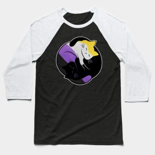 Nonbinary Eternal Yin Yang Cat Baseball T-Shirt